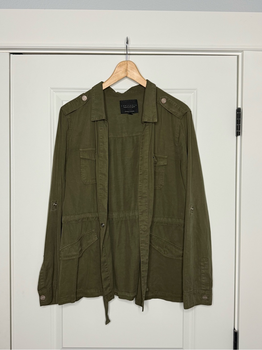 Olive Green Utility Military Jacket for Women